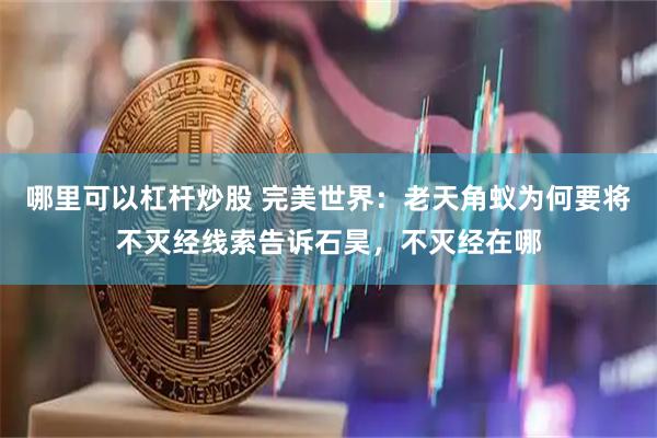 哪里可以杠杆炒股 完美世界：老天角蚁为何要将不灭经线索告诉石昊，不灭经在哪