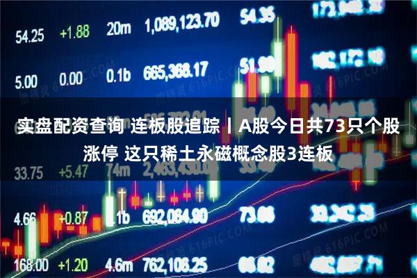 实盘配资查询 连板股追踪丨A股今日共73只个股涨停 这只稀土永磁概念股3连板